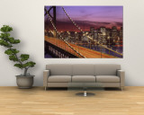 Bay Bridge Illuminated at Night, San Francisco, California, USA