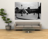Black and White, Exterior, the Louvre, Paris, France