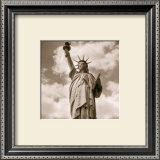 The Statue of Liberty Against a Cityscape in Smog
