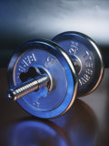 Close-Up Studio Shot of a Steel Weightlifting Dumbbell