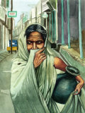 Haunting Portrait of Woman Covering Face