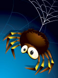 Stylized Spider Hanging from Web