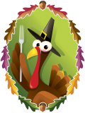 Anthropomorphic Turkey Pilgrim with Fork