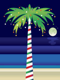 Palm Tree Decorated with Christmas Lights