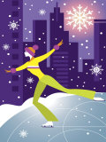 Buy Woman Figure Skater Performing Outdoors in City at Night at AllPosters.com