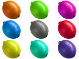 Rows of Multicolored Dyed Edible Citrus Fruit