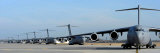 Formation of U.S. Air Force C-17 Globemaster III's Prepare for Departure