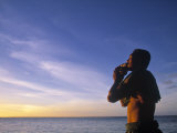 Man Blowing Inro a Seashell, Samoa