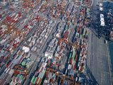 Aerial View of Container Port, Hong Kong, China