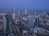 Aerial over Hilalli Street Towards Liberation Tower, Kuwait City, Kuwait