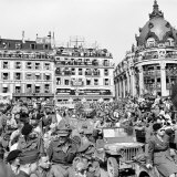 Allied Forces and French Civilians Celebrating the Liberation of Paris, Hotel De La Ville