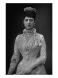 Buy Portrait of Queen Alexandra of England, Wearing Crown, Diamond and Pearl Necklaces, White Gown at AllPosters.com
