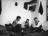 Trio of Czech Peasants Playing Cards in the Season Workers House on the Anyala Farm Poker Poster