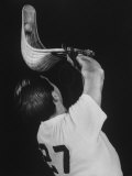 Mexican Jai Alai Player Showing Technique of Game in Match at Hippodrome