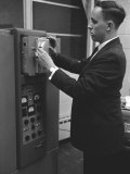 Researcher Petrie on Bendix G-15 Computer, Processing Data from Soviet Spacecrafts, Vostok 3 and 4