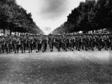 American Troops of 28th Infantry Division Marching Down Champs Elysees in Victory Parade