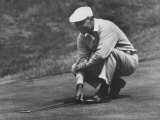 Golfer Ben Hogan Lining Up His Putt