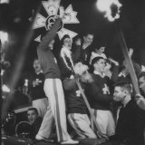 Torchlight Parade Led by Cheerleaders, 4,000 Student Pep Rally Night before Arkansas vs. Texas A&M
