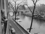 French Painter Marc Chagall Looking Out at the River Seine