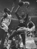 Basketball Players Bill Russell and Wilt Chamberlain During Game
