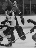 Canadian Goalie Jacques Plante Wearing Mask to Protect Face from Injuries During Ice Hockey Game