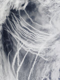 Ship Tracks the Northern Pacific Ocean