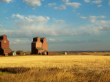 Grain Elevators Stand in a Prairie Ghost Town, Rowley, Alberta, Canada