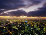 Winter Storm Clouds Roll in over the Melbourne Skyline at Night, Melbourne, Victoria, Australia