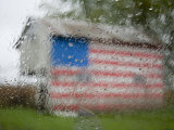 Buy Raindrops on a Window Diffuse American Flag Painted on Shed, Dover, Delaware at AllPosters.com