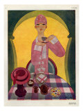 Art Deco Tea Drinking, Magazine Plate, Spain, 1926