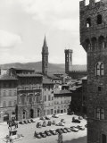 Piazza Della Signoria in Florence with the Belltower of the Badia Fiorentina and the Bargello Tower