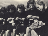 Young Women Knitting