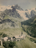 Panorama of the Meije Mountain, Oisans, French Alps, with the Village La Grave
