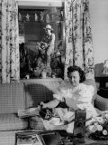 Buy Mrs. Gene Autry Pouring Cup of Tea in Cheerful Living Room of the Autry's Melody Ranch at AllPosters.com
