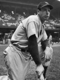 Baseball Player Joe Di Maggio Kneeling in His New York Yankee Uniform