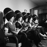 Women Aviation Workers under Hair Dryers in Beauty Salon, North American Aviation's Woodworth Plant Photographic Print