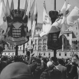 Cheering Subjects of Prince Rainier Gathered to Acclaim their New Princess, Grace Kelly