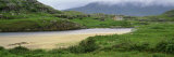 Stream Through Green Hills, Distant Cottage and Mountains in Mist, Ireland