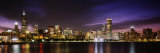 Buildings at the Waterfront Lit Up at Night, Sears Tower, Lake Michigan, Chicago, Illinois, USA