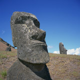 Buy Moai Statues Carved from Crater Walls, Easter Island, Chile at AllPosters.com
