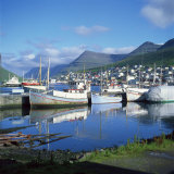 Buy Fishing Boats Moored in the Harbour at Klaksvik, Faroe Islands, Denmark, Europe at AllPosters.com
