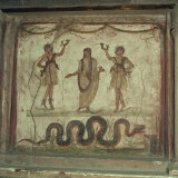 Lararium, Wall Paintings in the House of the Vettii in Pompeii, Italy