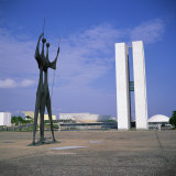 Buy Statues, before the Palacio Do Congresso, Brasilia, UNESCO World Heritage Site, Brazil at AllPosters.com