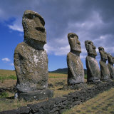 Buy Moai Statues, Ahu Akivi, Easter Island, UNESCO World Heritage Site, Chile, Pacific at AllPosters.com