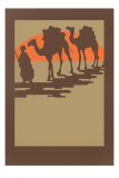 Woodcut of Camels and Nomad