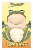 Cartoon Frog and Dragonfly