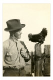 Farmer Talking to Rooster