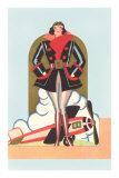 Art Deco Lady Pilot and Airplane