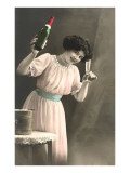 Woman Toasting with Champagne Flute