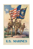 Buy US Marines - Soldiers on Shore with US and Marine Flags at AllPosters.com